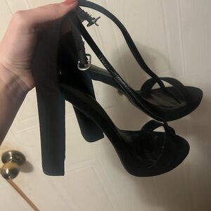 Charlotte Russe Black Strappy Block Heel Sandals